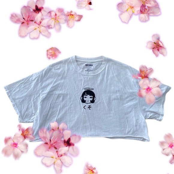 Screenprinted girl cropped tee - Picture 1 of 8